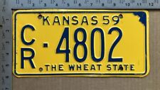 1959 Kansas license plate CR 4802 YOM DMV Crawford GREAT PAINT 10783 picture