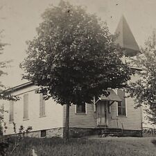 Antique RPPC Real Photograph Postcard Beautiful Small Church School House picture