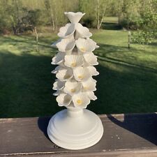 Vintage Italian Cream Colored Footed Flower Tree 10” Tall picture