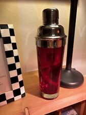 Rare Vintage Art Deco Ruby Red Glass  Cocktail Shaker/ Mint Condition picture