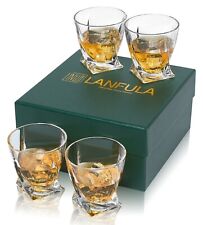 10 Oz Scotch Glasses Set of 4 Crystal Whiskey Tumbler Cups Home Bar Glassware picture