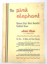 Vintage Hotel State Stats Kansas City The Pink Elephant Bar Menu 1940's Ephemera picture