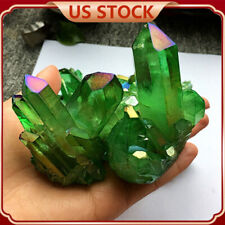 Natural Green Crystal Cluster Quartz Crystal Gem Stone Healing Mineral Reiki US picture