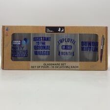 The Office Glassware Lot 4 Pint 16 Oz Glasses Dunder Mifflin Party Bar NEW GIFT picture