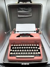 Vintage 1950's PINK Royal Quiet Deluxe Typewriter w/ Tweed Case Dust Cover READ picture