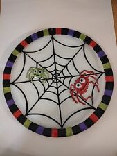 Halloween Glass Serving Tray Spider Web With Spiders picture