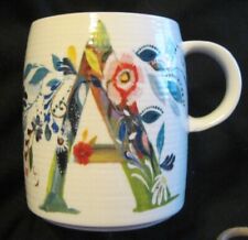 Anthropology Starla Halfmann Monogram A Floral Ceramic Coffee Cup Mug 14 Oz.EUC picture