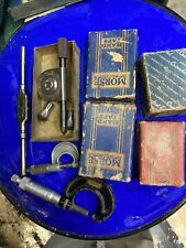 vintage machinist tool Lot ,,, Micrometers , Tachometer N Assortment Of Hand Tap picture