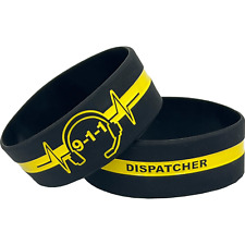 DL13-015 911 Headset Hero Thin Gold Line Silicon Bracelet (YELLOW) Dispatcher, E picture