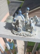  Victorian Horse Carriage  Blue  White Iridescent  Opalescent Porcelain Figurine picture