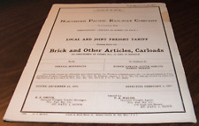 FEBRUARY 1951 NORTHERN PACIFIC  RAILWAY FREIGHT TARIFF FOR BRICK picture