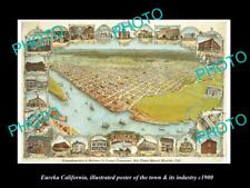 OLD POSTCARD SIZE PHOTO OF EUREKA CALIFORNIA POSTER OF TOWN & INDUSTRY c1900 picture