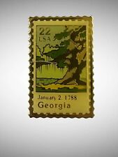 Georgia State 22 Cent Rectangular Enamel Stamp Pin USA picture