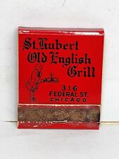 Vintage St. Hubert's Old English Grill Restaurant Matchbook Cover Red Chicago picture