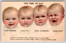 1910's 4 CUTE BABIES THE TIME OF DAY HAPPY SAD CRYING SMILING BABY IS PRECIOUS picture