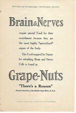 Grape Nuts Nature Requires for Rebuilding Brain and Nerve Cells 1910 Vintage Ad  picture