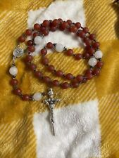 Catholic Rosary Holy Spirit Dove Smooth Glass Beads Beautiful 20 Inch Unique picture