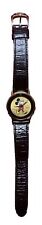 Disney Mickey Mouse Seiko Pulsar Vintage Men’s Gold Face Black Leather Band EUC picture