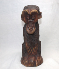 Hand Carved Wooden Monkey Chimpanzee sitting Sculpture 9” vintage wood carving picture