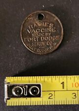 Vintage 1931 Copper Fort Dodge Serum Dog Tag Rabies Vaccine Iowa Low Shipping picture