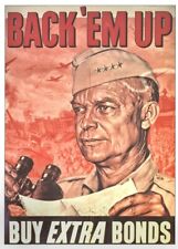 Back Em Up Buy Extra Bonds General Eisenhower WWII Mini Poster 1991 Illustration picture