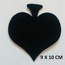 ACE Black Heart Embroidered Badge Iron On / Sew On Clothes Jacket Jeans N-189 picture