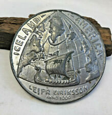 Vtg 1959 Iceland America New York Worlds Fair Medallion Leifr Eiriksson picture