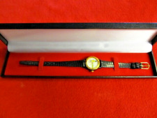 Planter Mr. Peanut Woman's Europa Watch Gold dial With Black Leather Band W/Case picture
