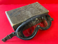 US NAVY  MODEL M-1944 FLYING GOGGLES W/SHORT STRAPS-H-3/ H-4- ORIGINAL BOX picture