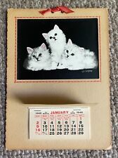 Vintage 1949 Season's Greeting Three Kittens Cat Calendar—artist Bradley Currey picture
