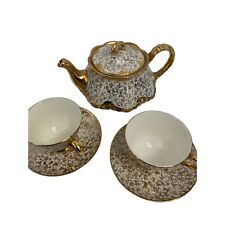 Karol China Homer Laughlin 22K Gold Teapot Cups Ceramic Set Tea VTG Ditsy 6565 picture