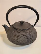 cast iron Japanese Teapot, 60mm stainless Infuser - Black w/ black Enamel inside picture