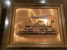 Vintage Signed John Louw Copper & Resin 3D Steam Ship Framed Wall Art Signature picture