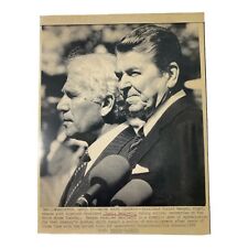 Vtg AP Wire Press Photo Ronald Reagan Charlie Bendjedid White House 4/17/1985 picture