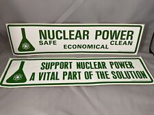 (2) Vintage Early 1980s Era Pro Nuclear Technology Energy Vinyl Bumper Stickers picture