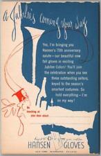 Vintage HANSEN GLOVES Advertising Postcard 'Hansen's 75th Anniversary Salute