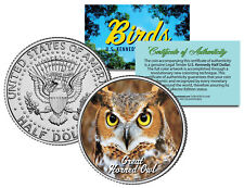 GREAT HORNED OWL BIRD JFK Kennedy Half Dollar US Colorized Coin picture