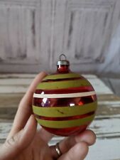 Vintage red green ball ornament Xmas tree shiny bright picture