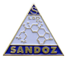 Sandoz pharmaceutical LSD lapel hat pin Albert Hofmann picture