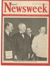 VINTAGE WWII AUG 1945 NEWSWEEK MAGAZINE TRUMAN/STALIN/ATTLEE COVER A-BOMB DROP picture
