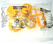 1979 Ronald McDonalds Yellow Plastic Puzzle Lock Happy Meal Toy NOS New MIP picture