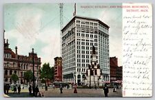Postcard MI Detroit Majestic Building And Soldiers Monument UDB A6 picture