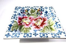 Vintage Rare 1950's Ceramic Square Plate/Bowl French Flower Bowl Dish Ceramic picture