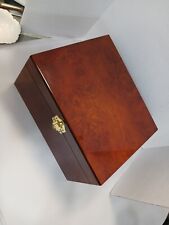 VINTAGE MAHOGANY WOOD WRITING BOX WORK SEWING BOX DESK TOP STATIONERY STORAGE picture