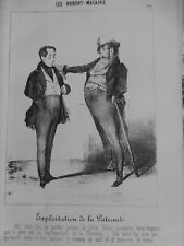 1854 Daumier Engraving Robert Macaire Operating Paternity Son Silver picture