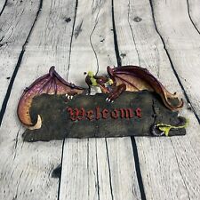 Rare Vintage Gothic Open Winged  Dragon Welcome Sign Or Statue Colorful Resin picture