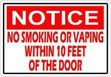 5x3.5 Notice No Smoking or Vaping Within 10 Feet of the Door Sticker Vinyl Sign picture