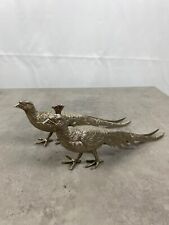 2 Silver Metal Pheasant Bird Ornaments Figure Statues Decor picture