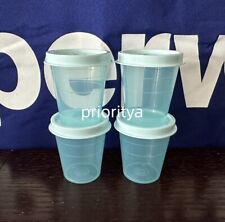 Tupperware Tupper Mini Midgets Container 2oz Set of 4 Light Blue with Seal New picture