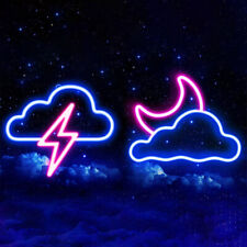 Neon Sign Moon Cloud Lightning LED Light Wall Decor Battery USB Party Bedroom picture